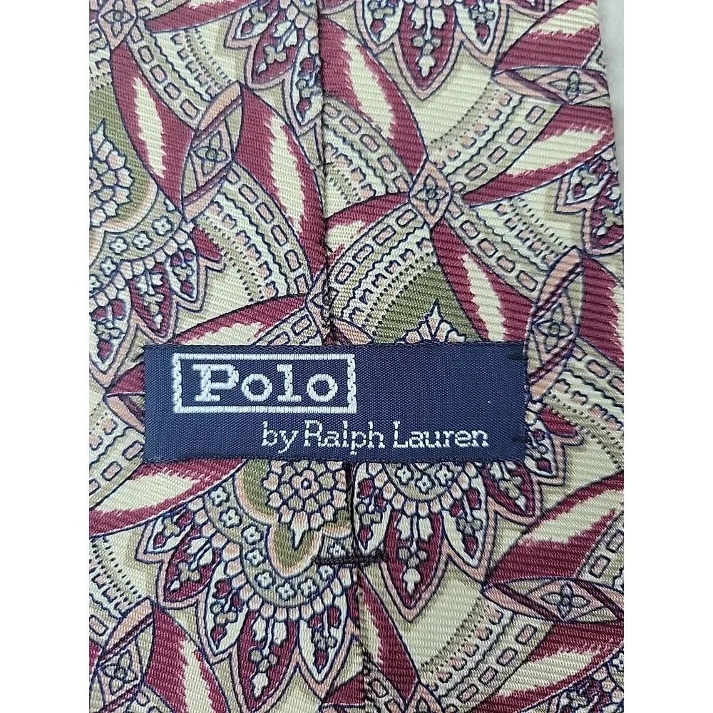 Vintage Polo‎ Ralph Lauren 100% Silk Necktie Tie Hand Made USA Abstract Classic